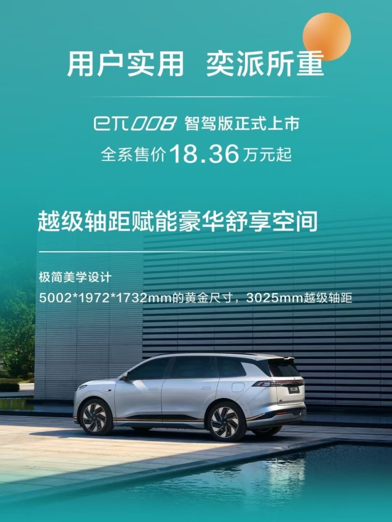 东风eπ 008新增智驾版：标配高快／城区领航，18.36万-20.36万元