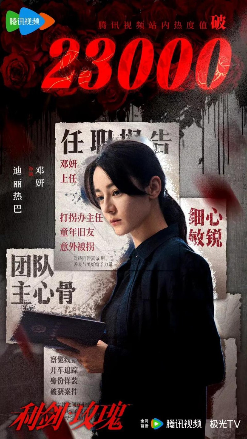 央视剧《利剑玫瑰》首播4集，热度上升至第1，观众评价愿天下无拐